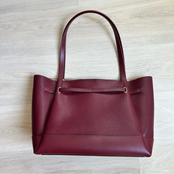 Michael Kors Deep Red Burgandy Tote with Gold Accents - Picture 2 of 6